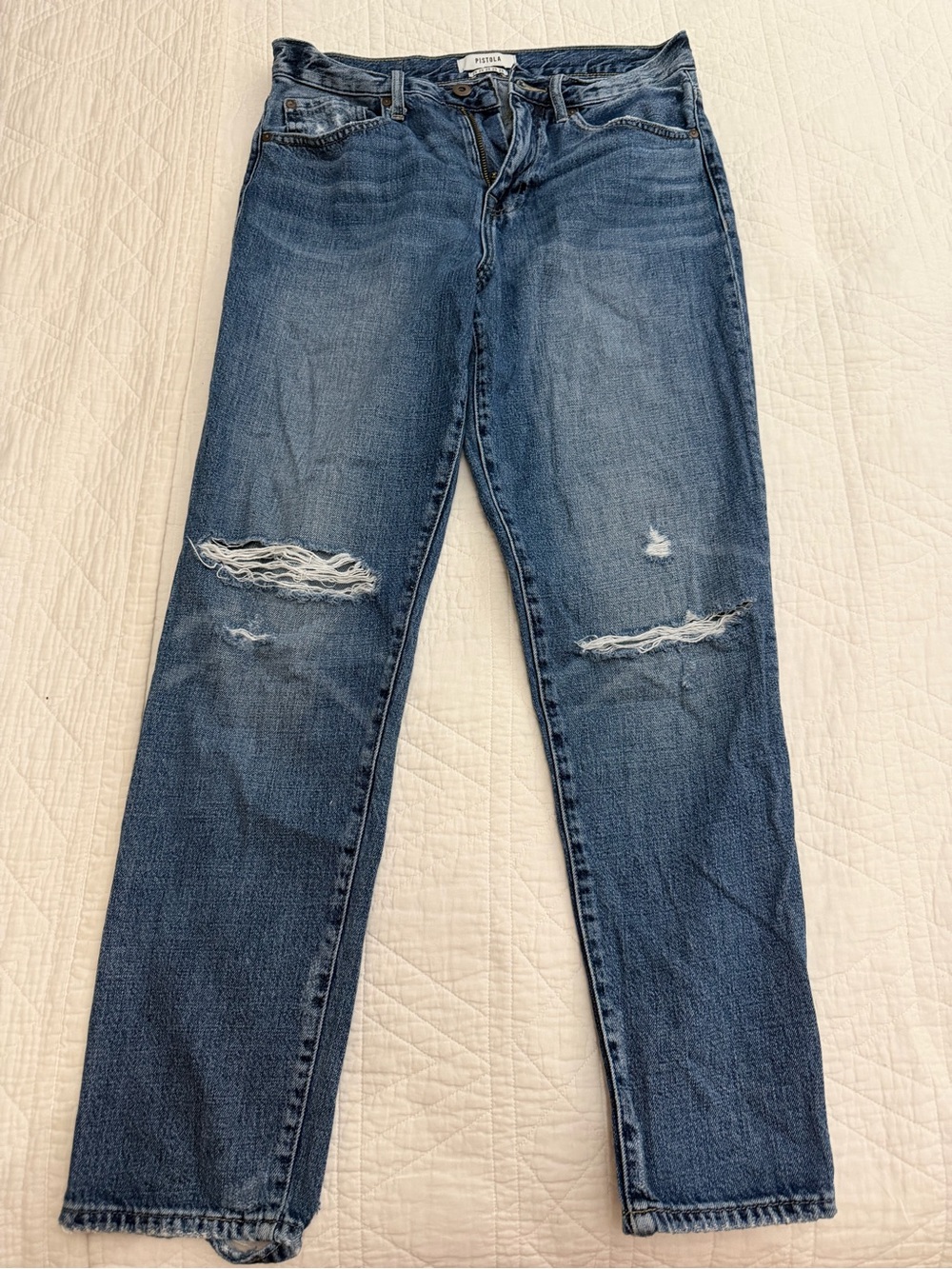 Distressed pistola jeans
